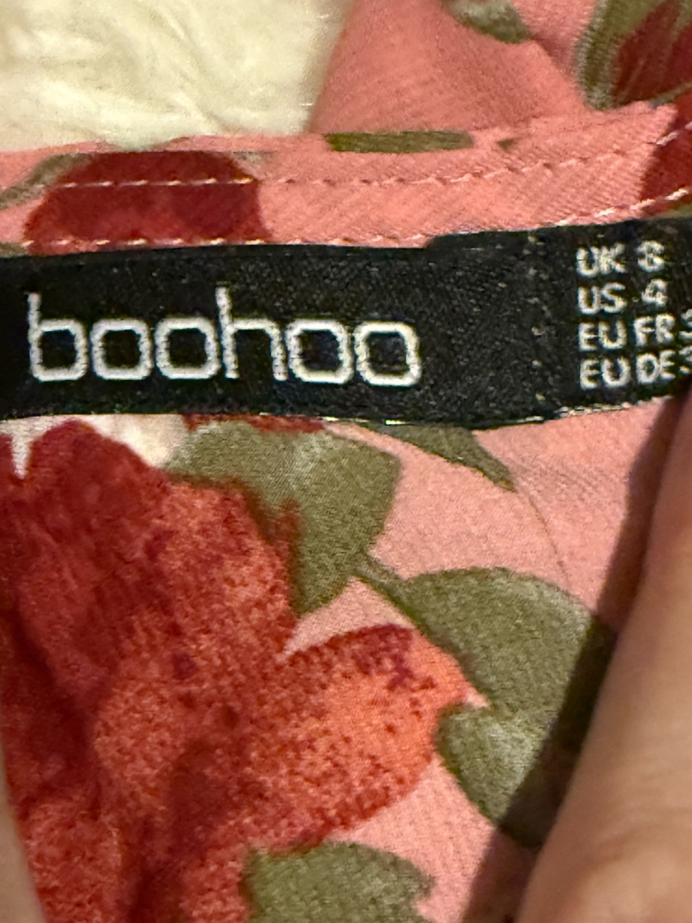 Boohoo size 4 floral ruffled burgundy pink maxi dress with slits on sides boho - Picture 6 of 11